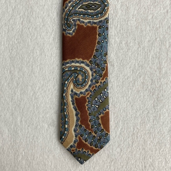 Christian Dior Monsieur Silk Paisley Pattern Neck Tie (Brown/Multicolor) - Picture 10 of 13